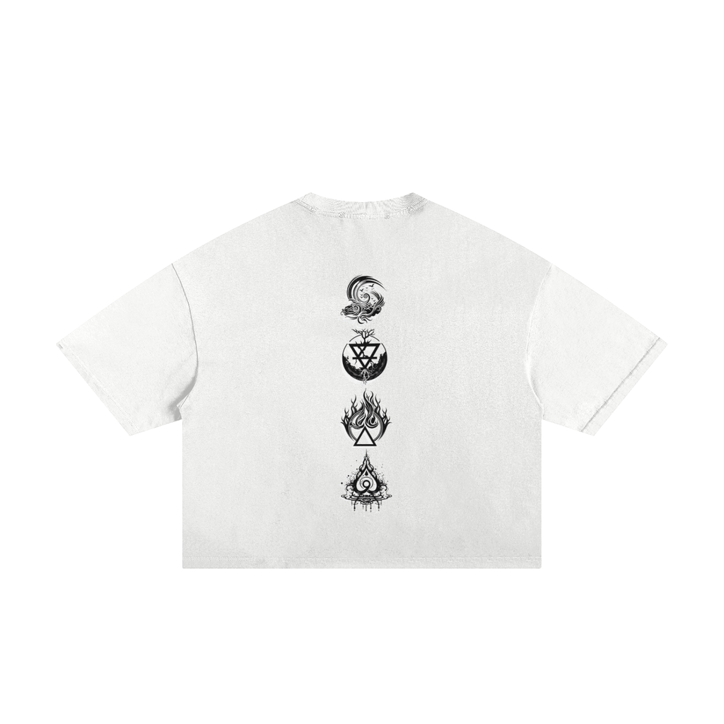 4-Elements White Man Classic Frayed Boxy Tee