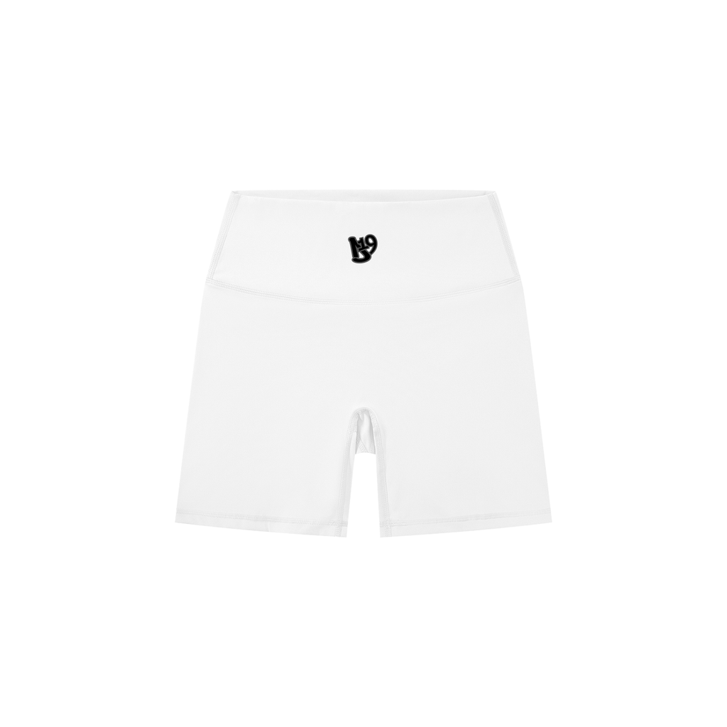 D19 White Women's High-Waisted Biker Shorts