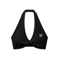 D19 Black Women's Pleated Halter Sports Bra