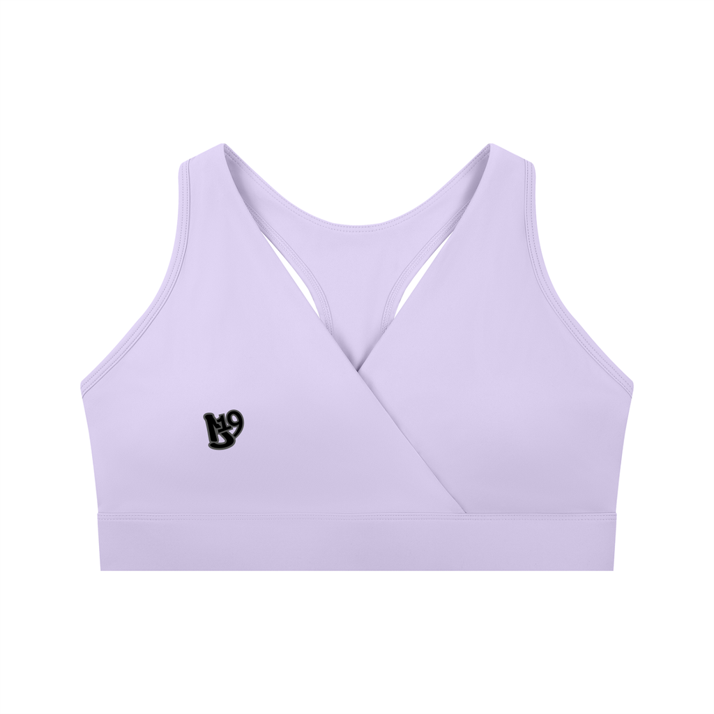 D19 Light Purple Women's Crossover V-Neck Sports Bra