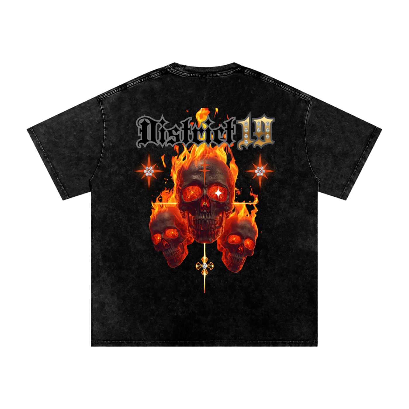 Fire 4-Elements Snow Washed Oversized Cotton T-Shirt