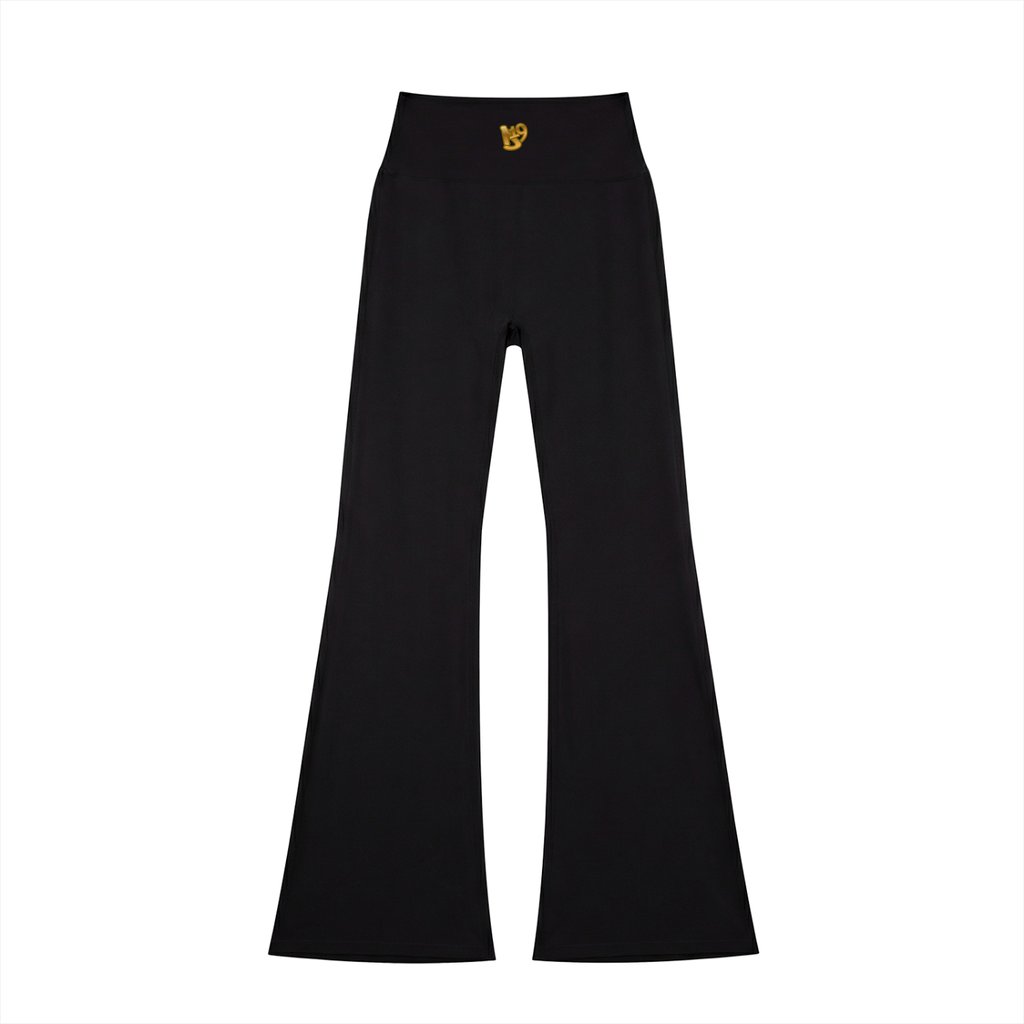 D19 Black Women's High-Waisted Flare Leggings