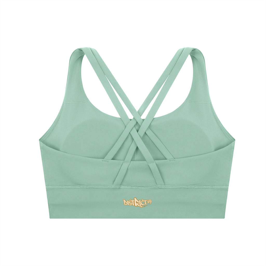 D19 Light Green Strappy Criss-Cross Sports Bra
