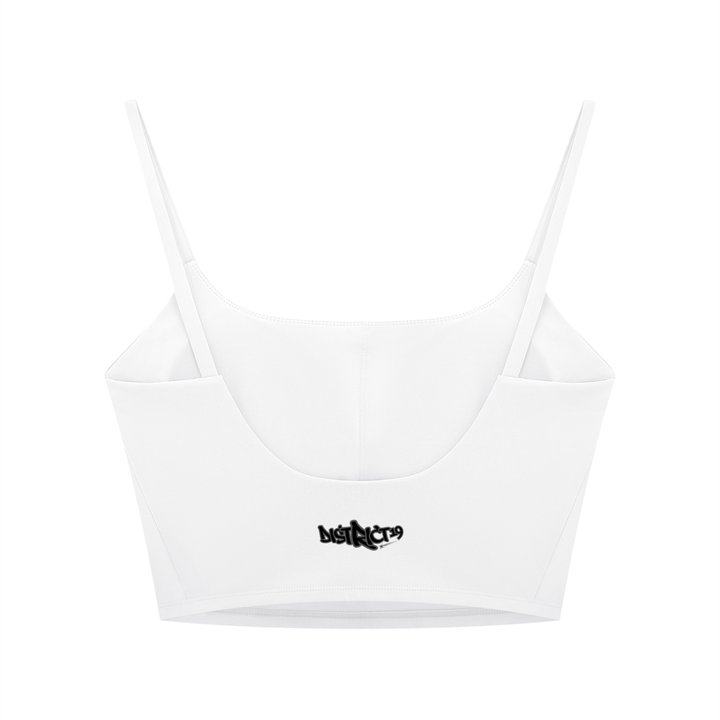 D19 White Women's Solid Color Sports Bra