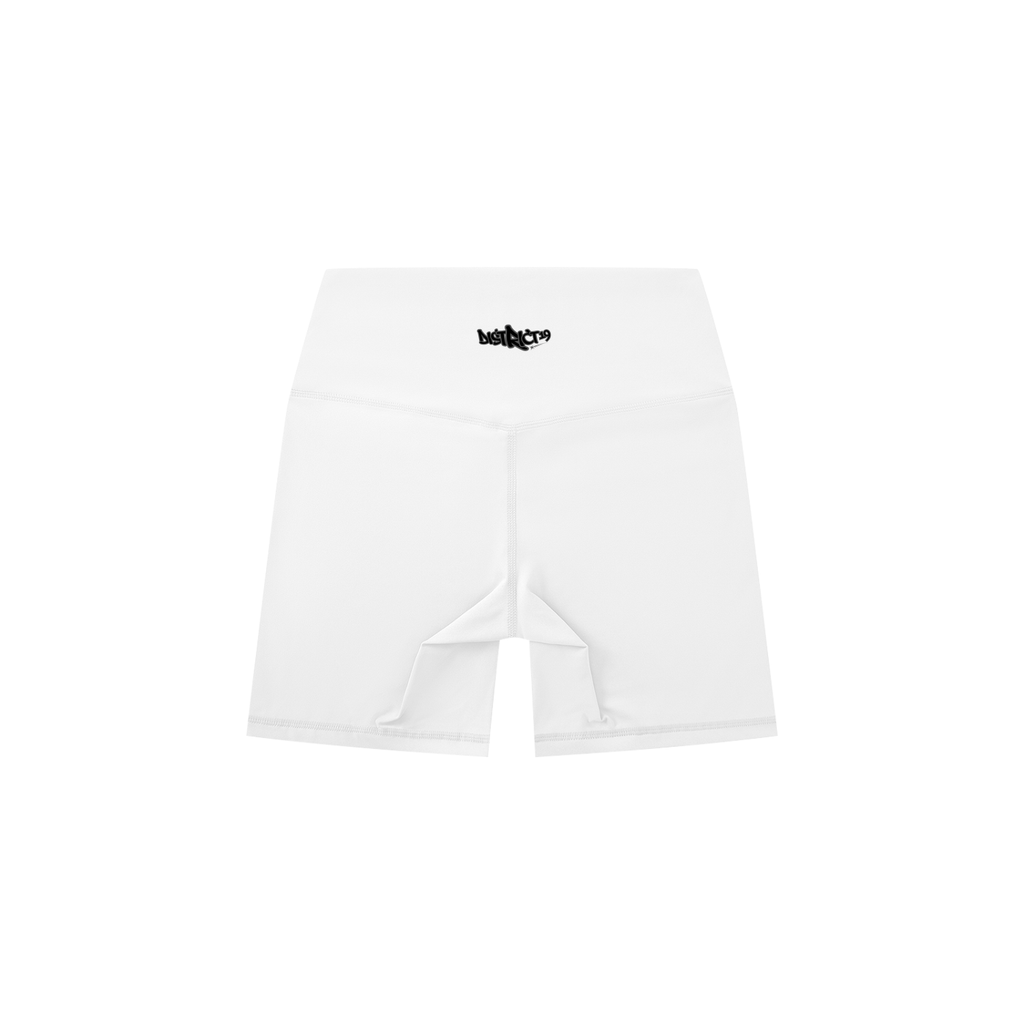 D19 White Women's High-Waisted Biker Shorts