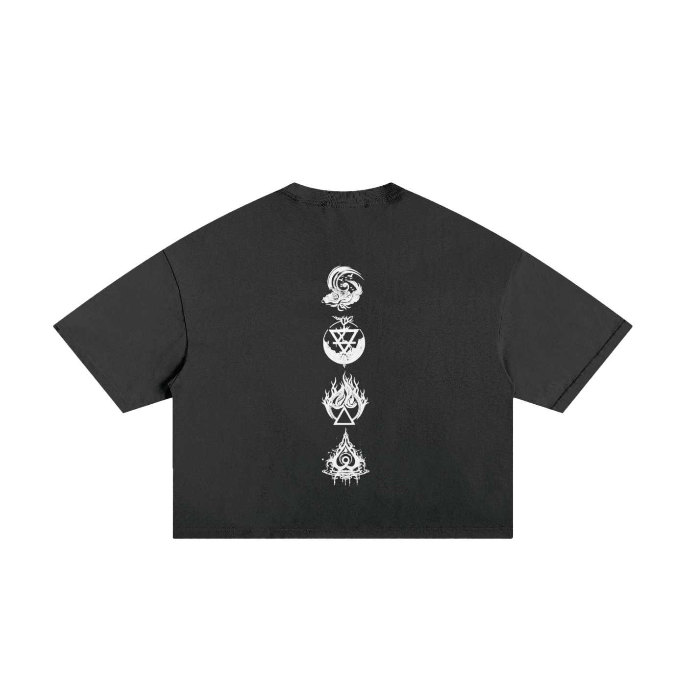 4-Elements Black Classic Frayed Boxy Tee