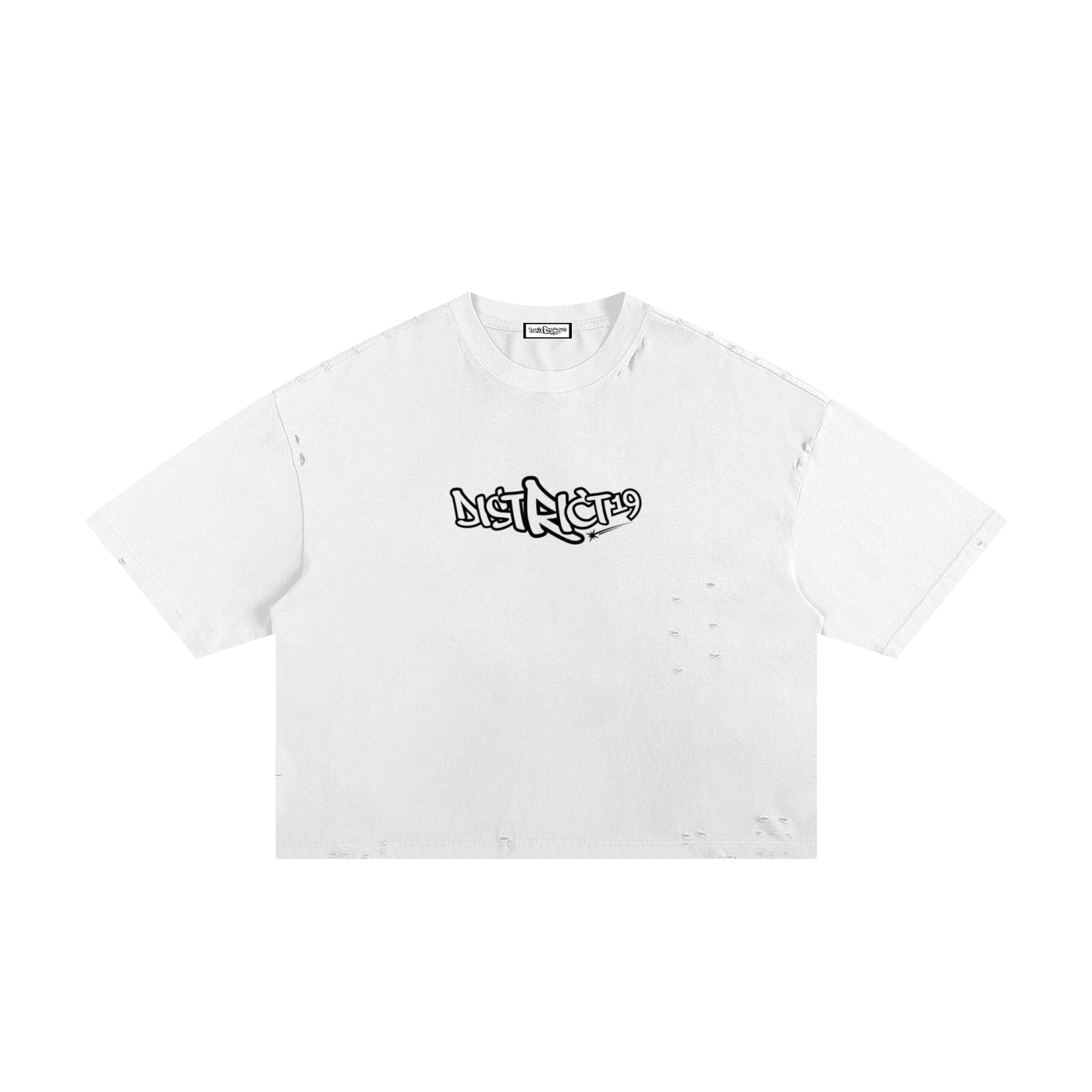 4-Elements White Man Classic Frayed Boxy Tee