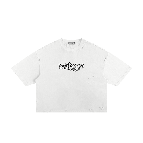 4-Elements White Man Classic Frayed Boxy Tee