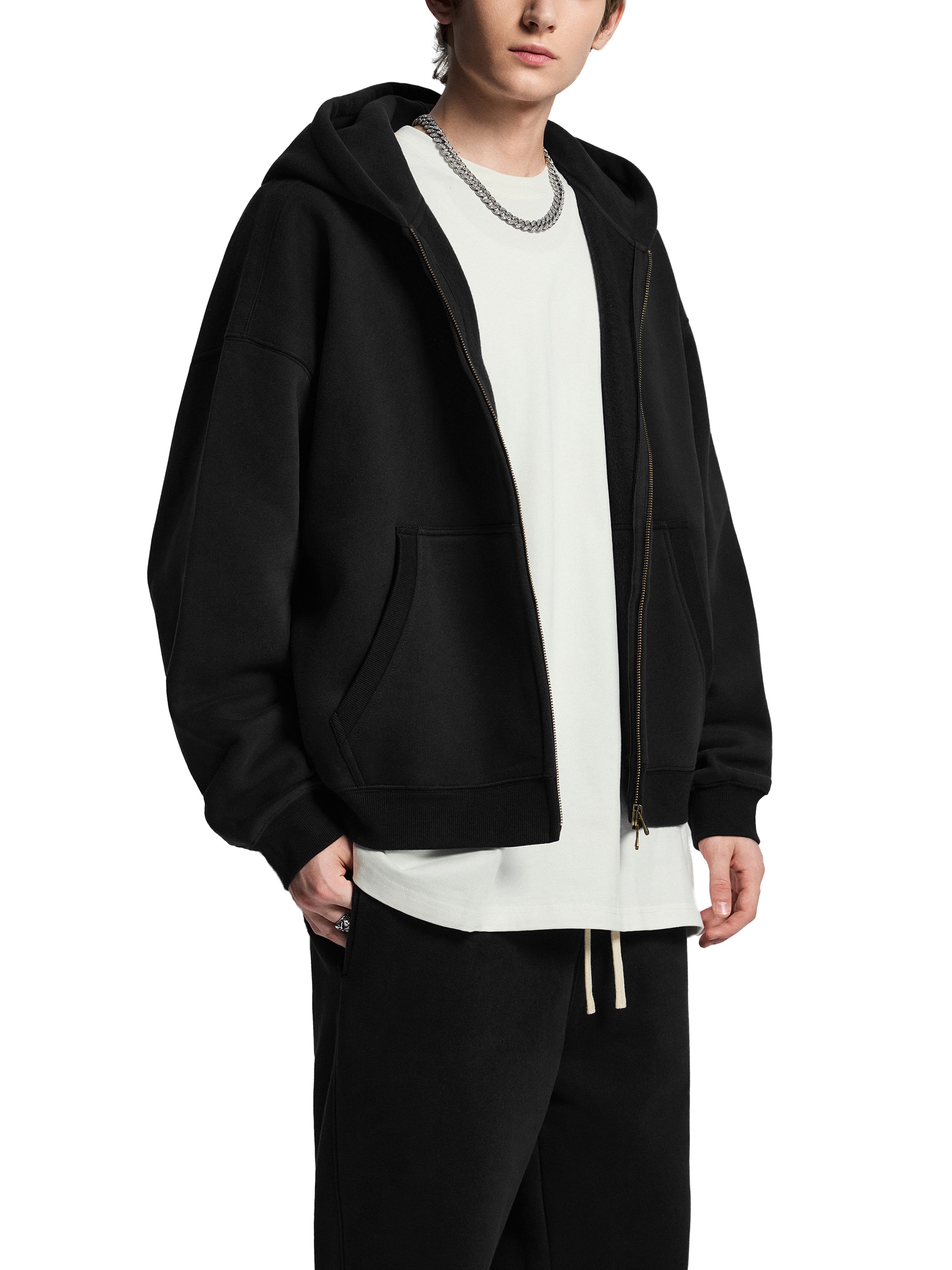 D19 Man Essential Oversized Fleece Boxy Hoodie